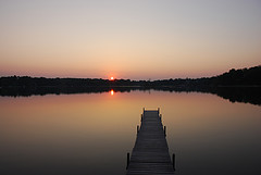 private dock on island lake in michigan